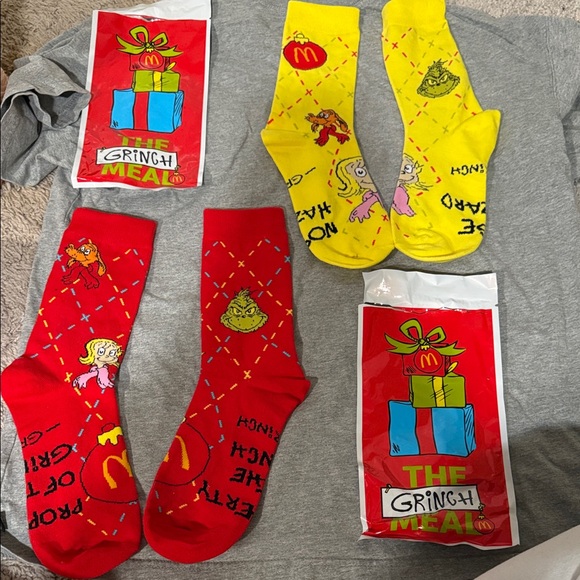 McDonald's Accessories - McDonald's The Grinch Meal Socks - Red and Yellow